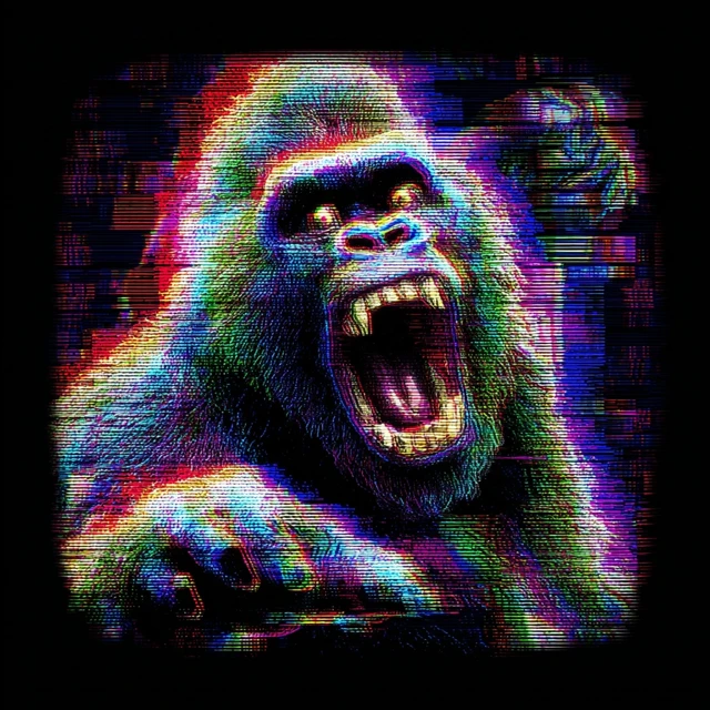 Retro Gorilla CRT TV Art 80s Digital Aesthetic