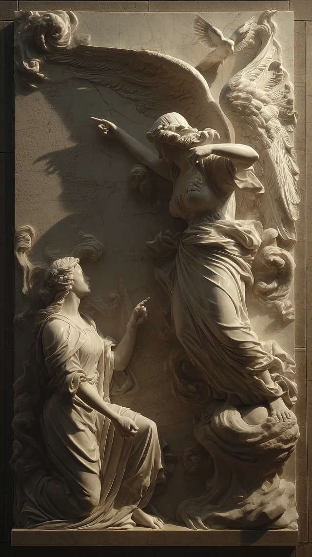 Annunciation Sculpture: Marble Masterpiece