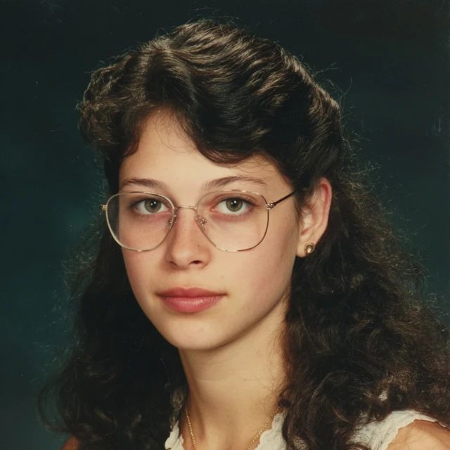1985 Senior Portrait Brunette Glasses