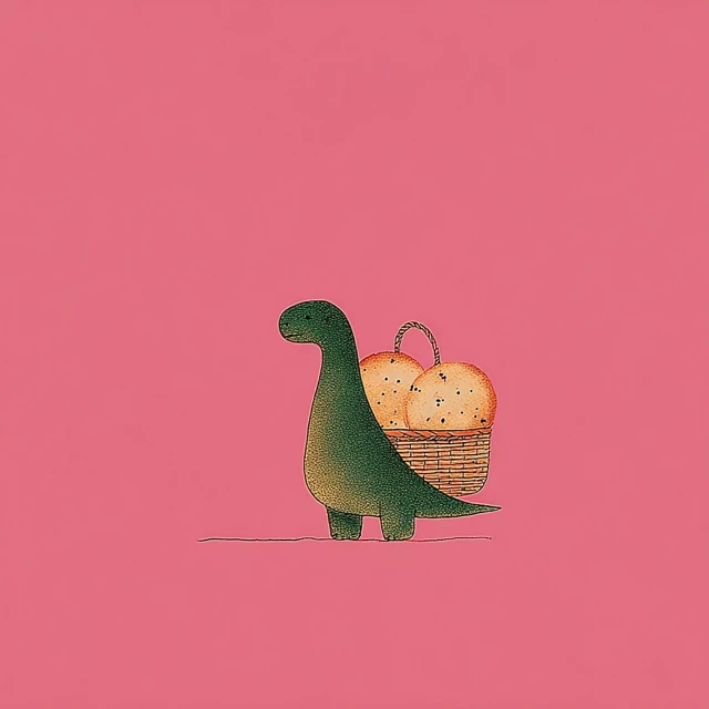 Dinosaur with bread Illustration