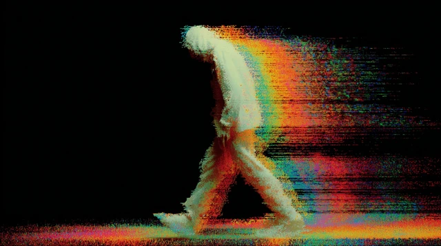 Walking Man Glitch Digital Art