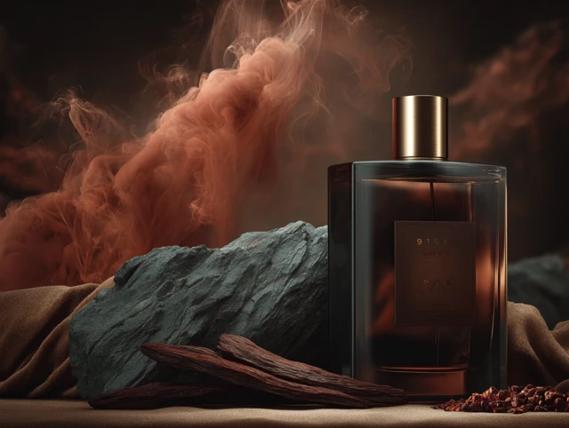 Luxury Parfum Bottle Sandalwood Close Up