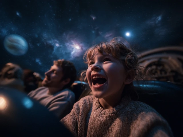 Family on Spaceship Ride Thrilling Adventure