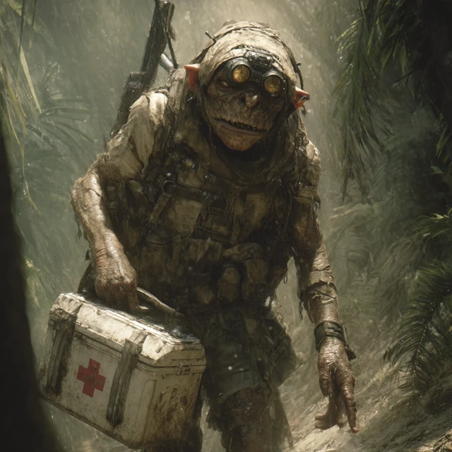 Goblin Medic Jungle Scene Detailed 3D Render