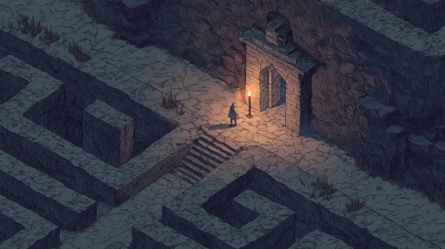 Labyrinth Exploration Female RPG Character