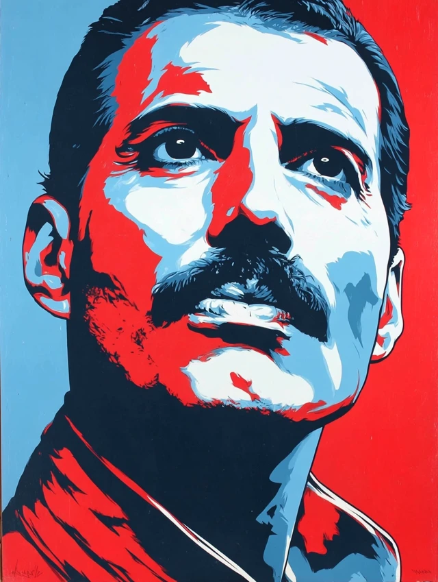 Freddy Mercury Portrait Art by Shepard Fairey