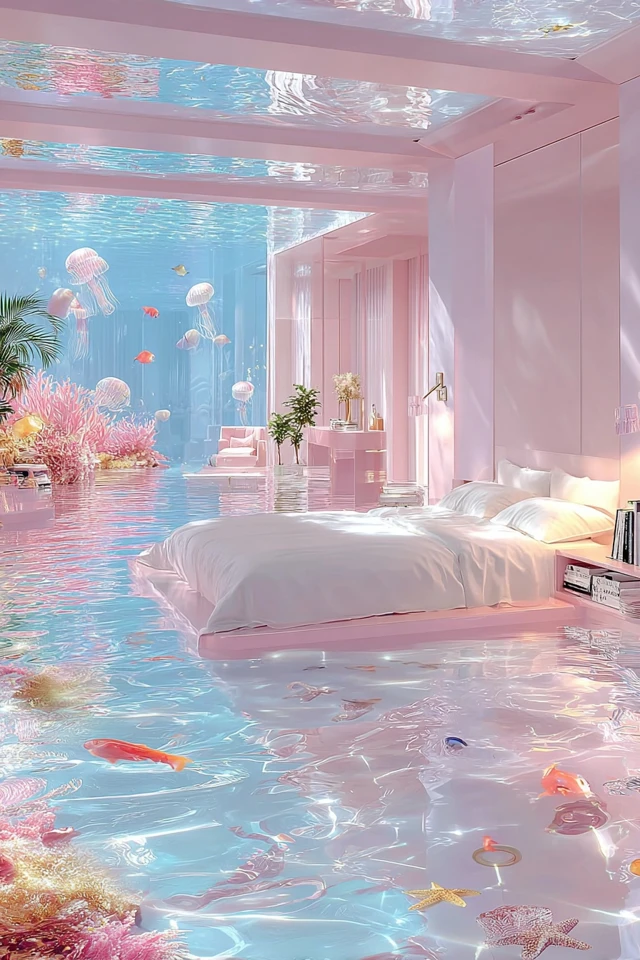 Underwater Hotel Room Dreamlike Interior Design