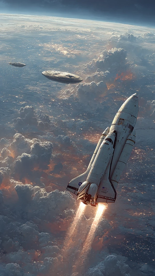 Space Shuttle and UFO Alliance in Space