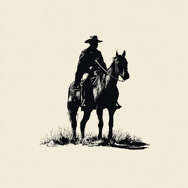 Cowboy Silhouette Riding Horse Icon Illustration