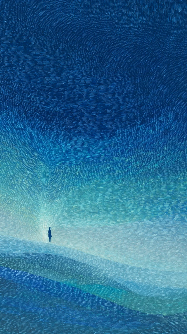 Dreamy Watercolor Painting Silhouette of Man