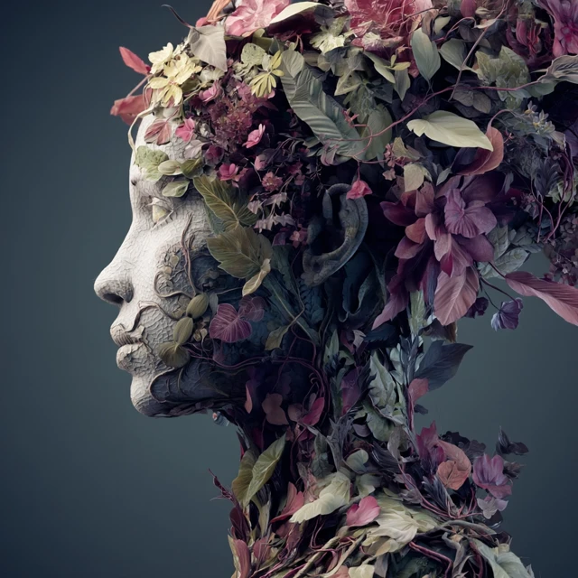 Woman Blends With Nature Dreamlike Portrait