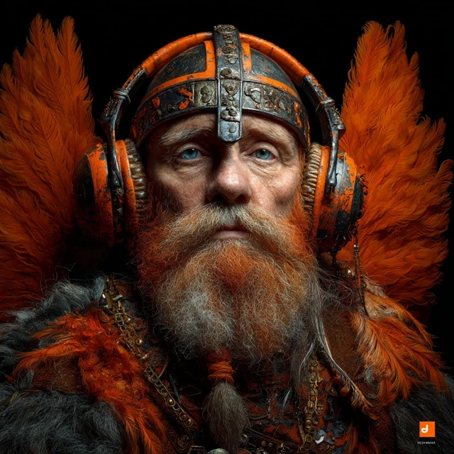 Viking Warrior with Gamer Headset Orange