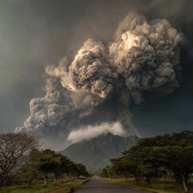 Erupting Volcano Dramatic Photograph