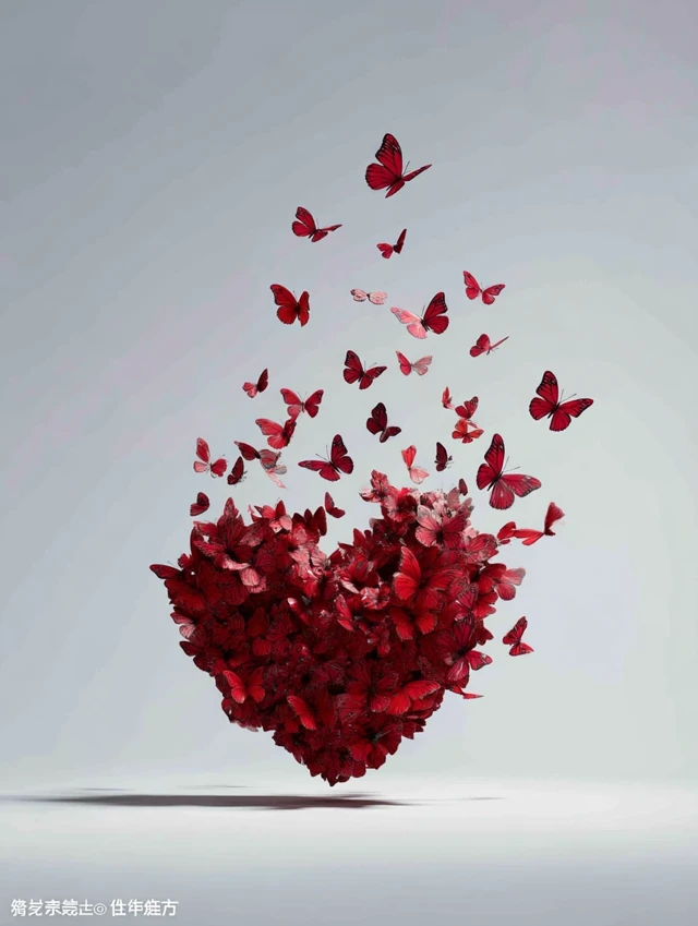 Heart Explosion Butterflies Beautiful Illustration