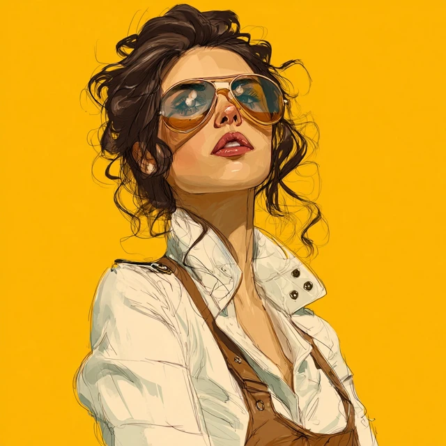 Woman with Aviator Shades Illustrative Portrait