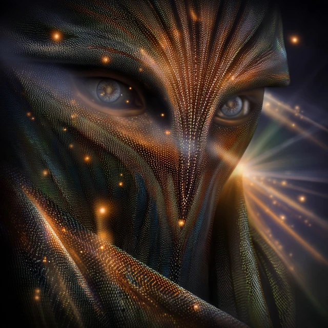 Celestial Figure in Bio Luminescent Textile Art