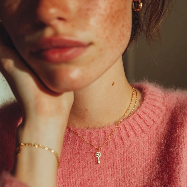 Gold Jewelry on a Female Model Soft Lighting