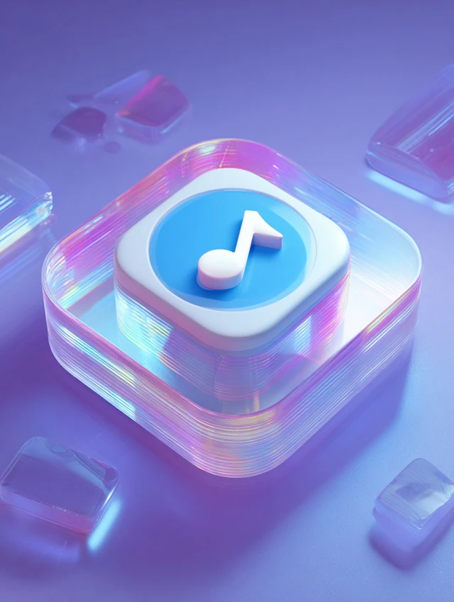 Music Icon 3D Illustration with Holographic Effect