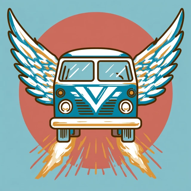 Flying Tour Van Logo Design for T Shirt