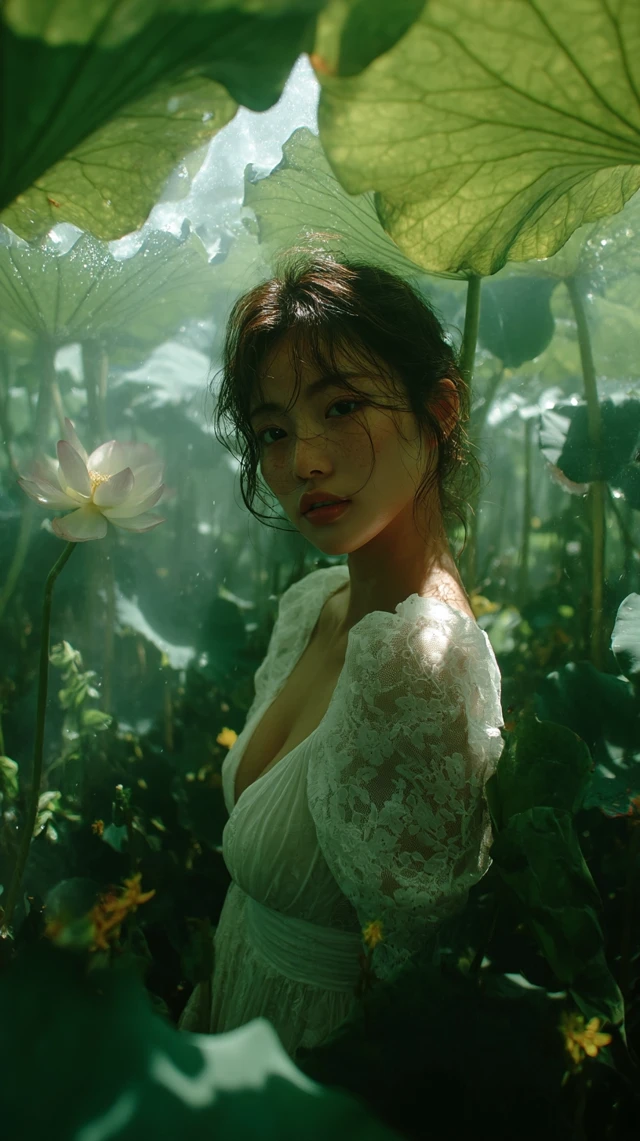 Chinese Girl in Lotus Garden Fantasy Photography