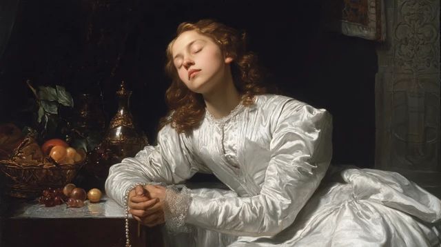 Jan Steen Oil Painting Elegant Woman Praying