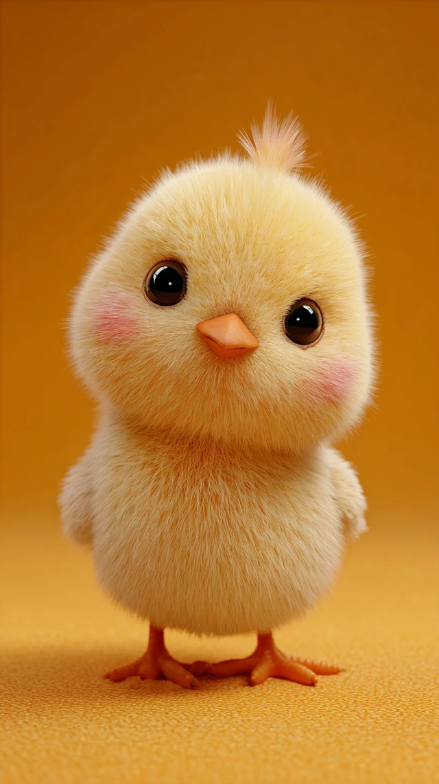 Cute 3D Rendering of a Baby Chick