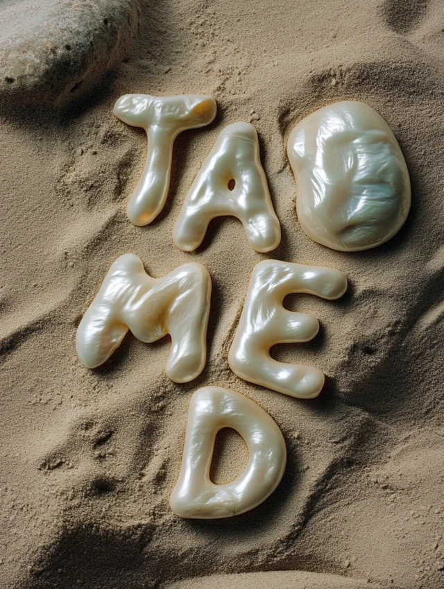 TAMED: Mother of Pearl Letters in Sand
