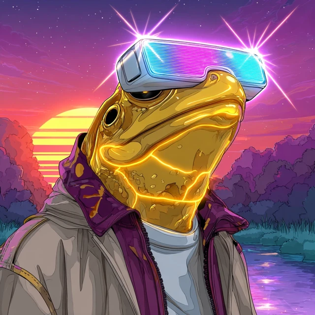 Cool Glowing Frog with VR Glasses Synthwave Art