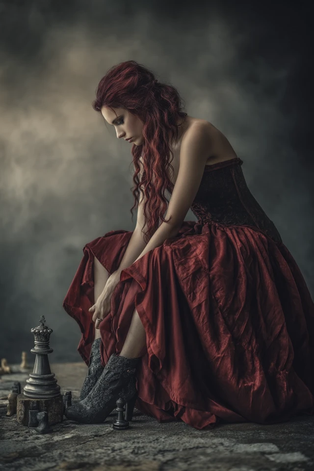 Chess Queen Contemplating Fate