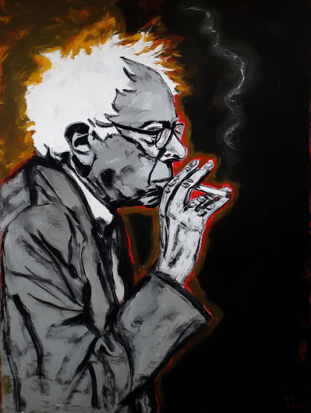 Bernie Sanders Art Smoking Joint Basquiat Style