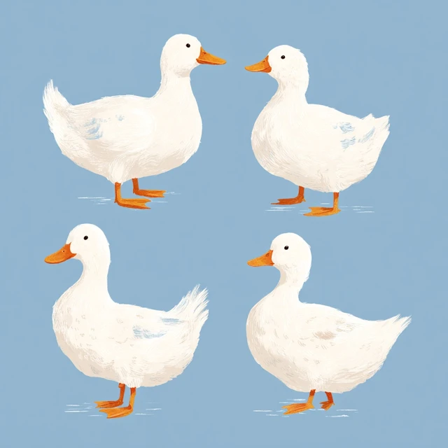 Cute White Duck Illustrations for Kids