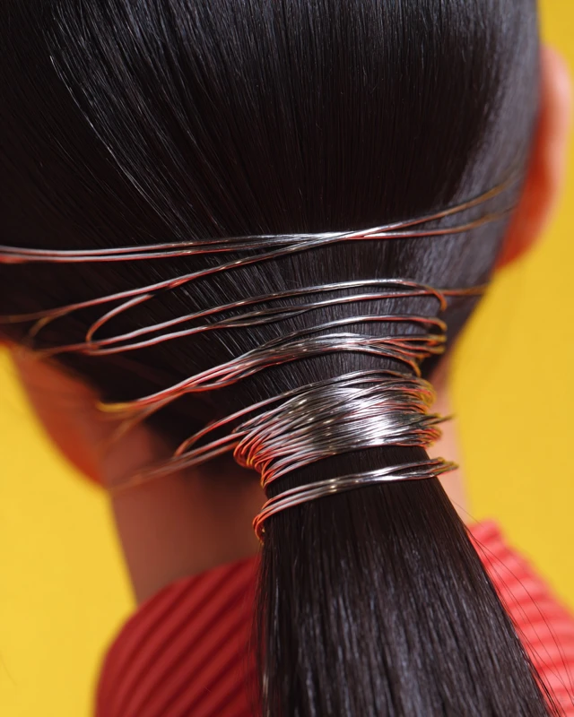 Hair Styling Concept Wire Wrapped Ponytail Editorial
