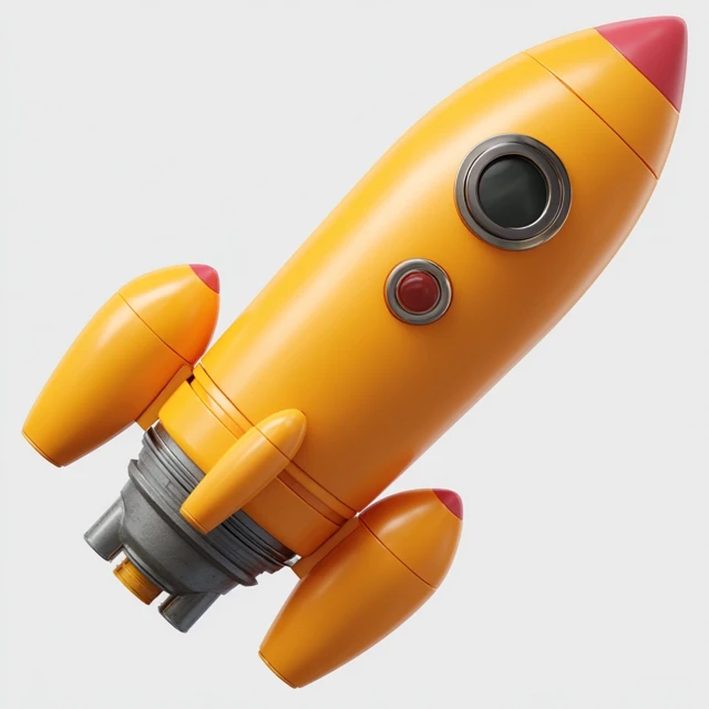 3D Rocket Icon Design Matte Surface Illustration