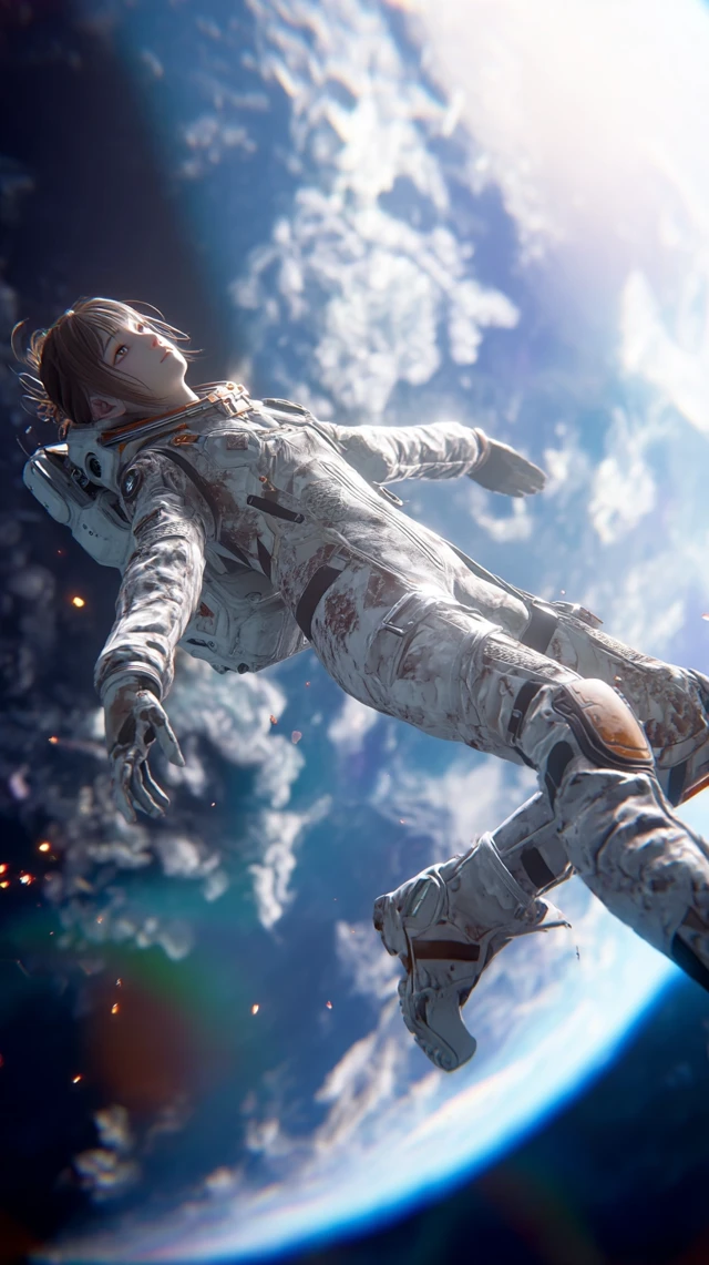 Asuka in Space: Realistic Portrait with Tears