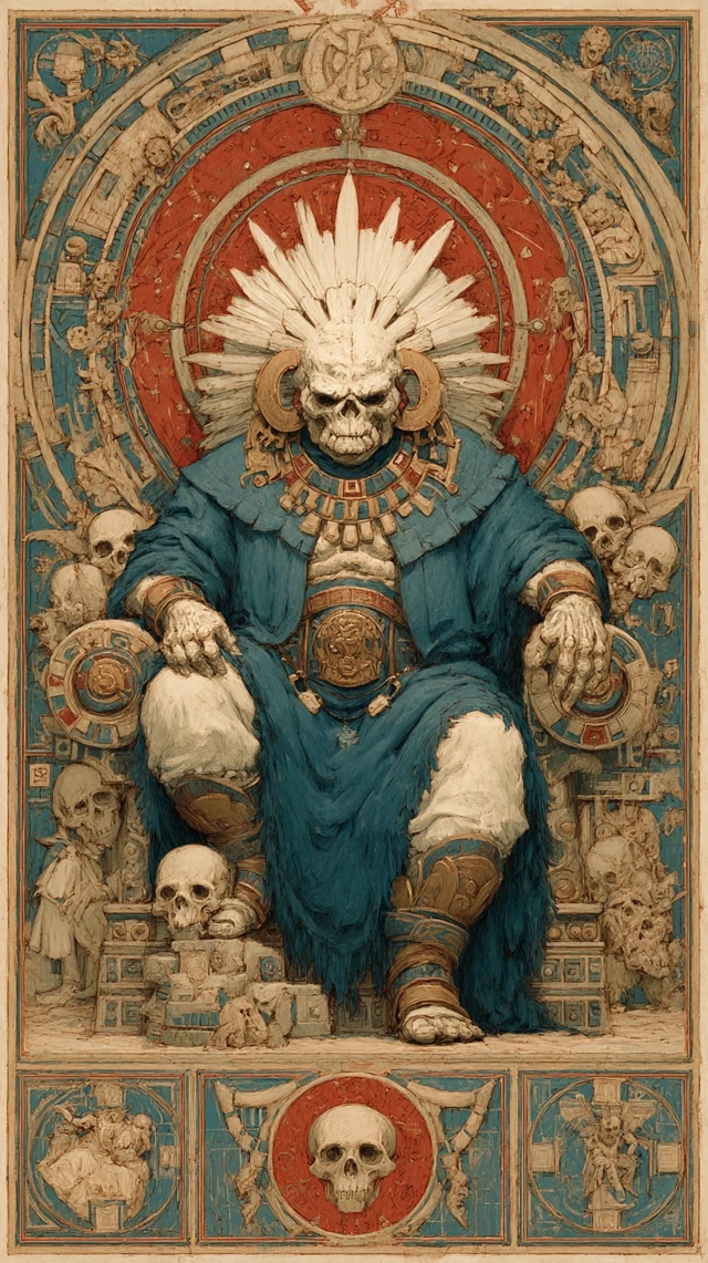 Aztec God of Death Mictlantecuhtli Tarot Card Art