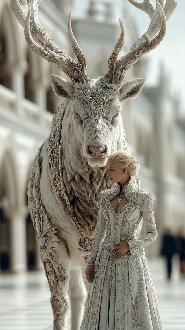 Dior Stag and Woman Cinematic Fantasy Art