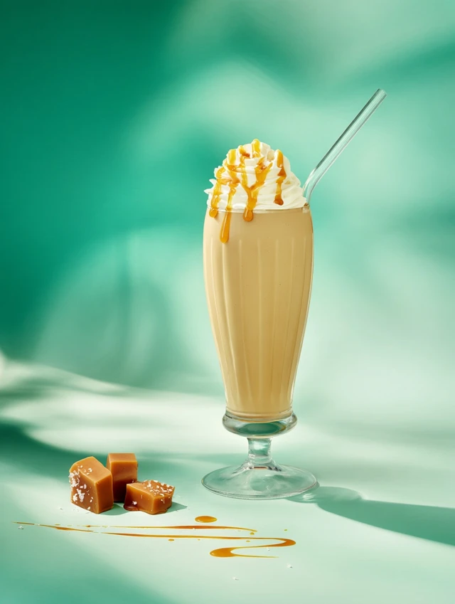 Salted Caramel Milkshake Delicious Dessert Drink