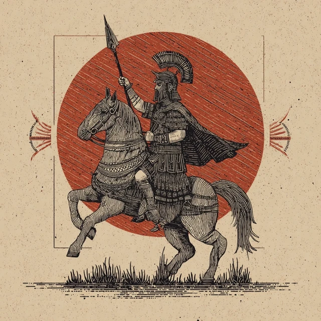 Centurion Riding Illustration Traditional Tattoo