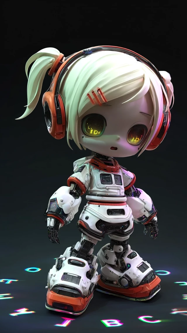 Chibi Robot Girl Glitch Art 3D