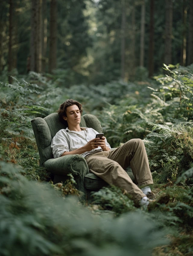 Man in Forest Therapy Online Session