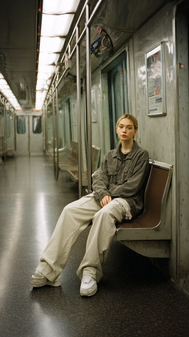 Subway Portrait Blonde Woman Editorial Style