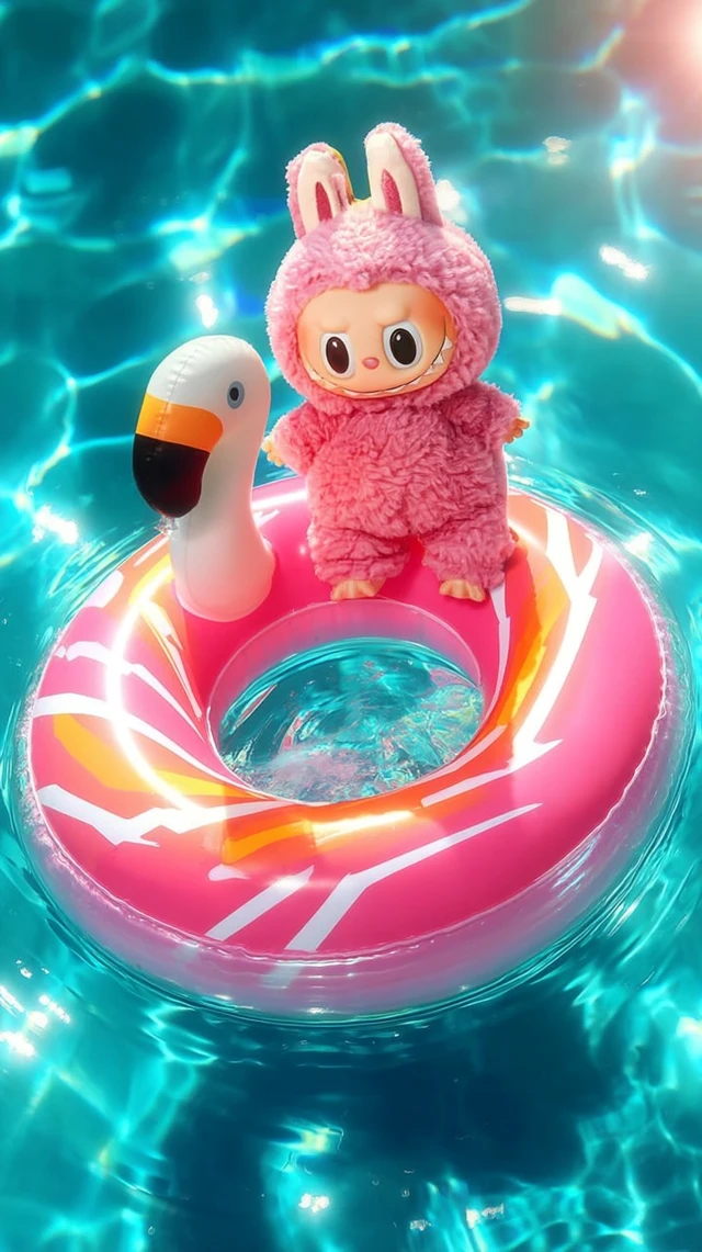 Cute Cartoon Character Floating in Pool Wallpaper