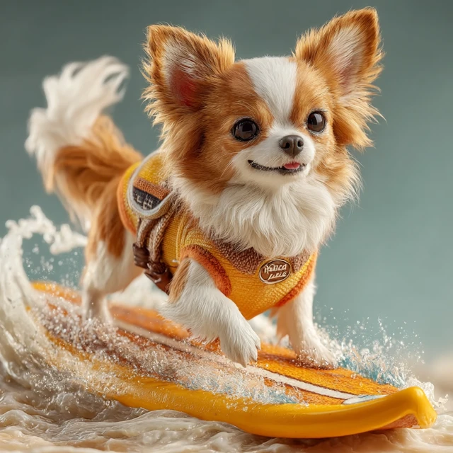 Chihuahua Surfing Adorable Dog on a Surfboard
