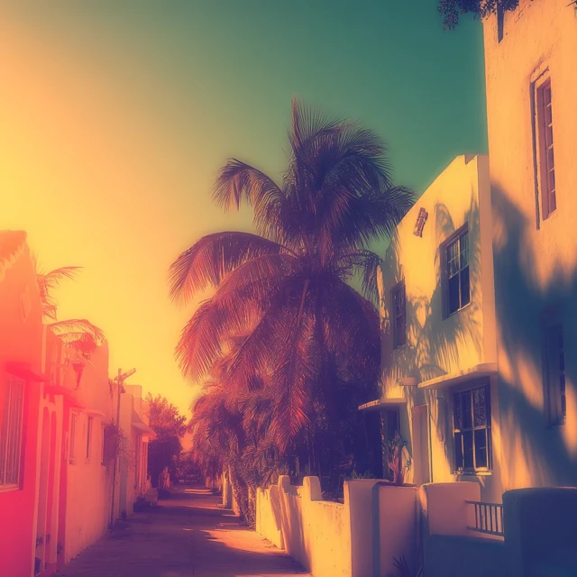 Miami Hotel 1980s Orange Architecture Retro
