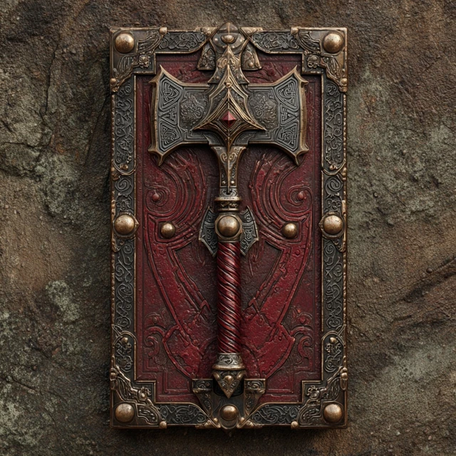 Warhammer Shield Dark Red and Brown Photorealistic