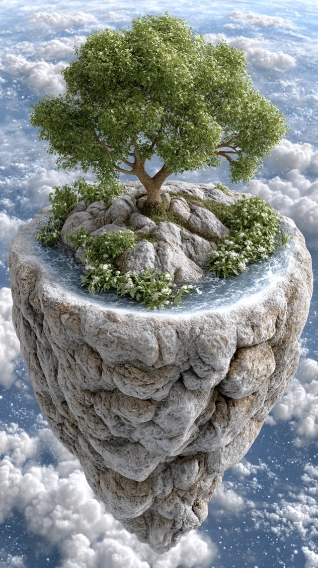 Floating Island with Tree and Stars