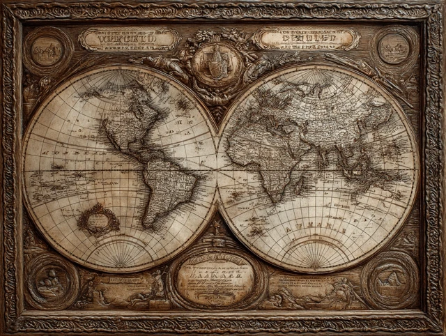 Antique World Map Detailed Texture