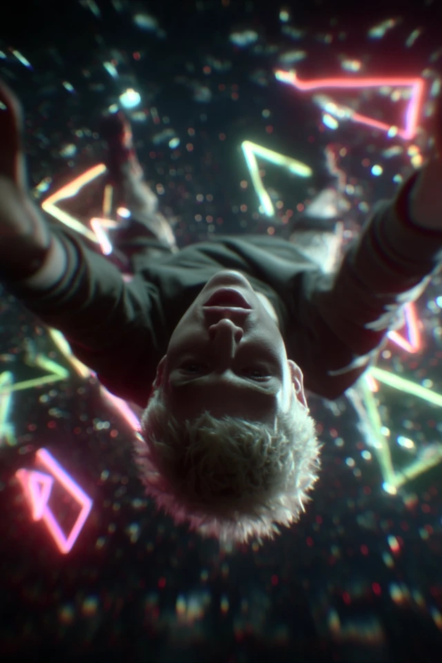 Dreamlike Cinematic Portrait Man In Neon Space
