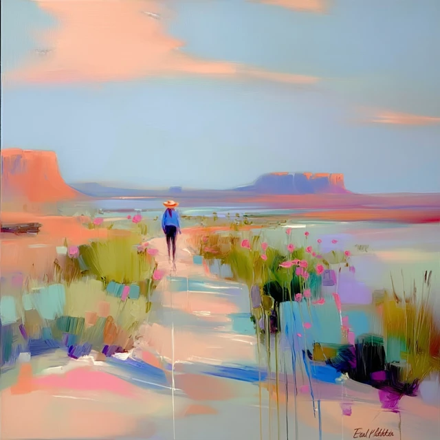 Abstract Southwest Desert Oil Painting by Helen Frankenthaler