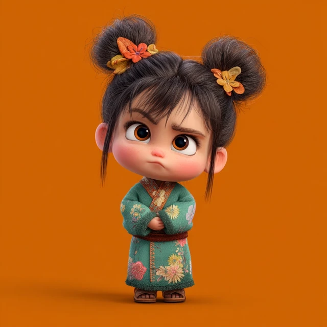 Asian Baby Girl Character Illumination Style